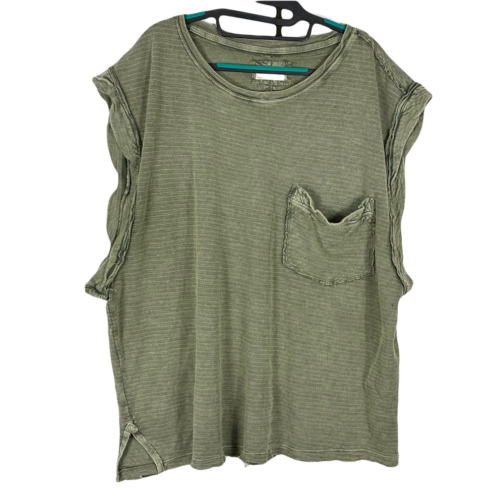 We The Free Olive Green Washed Pocket Tee